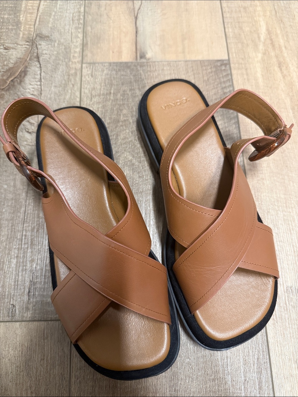 Vince Tan Cross-Strap Slingback Sandals